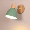 Vägglampa nordisk e27 led hem dekor trä och aluminium modern enkelhet roterbar sconce för sängen sovrum vardagsrumsstudie