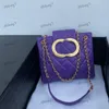 24C Big Logo Designer Sac à bandoulière en cuir pour femme 20 cm Cuir de veau Diamant Or Matériel Boucle métallique Sac à main de luxe Matelasse Chaîne Bandoulière Bbags Sacoche Violet