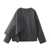 Womens Jackets TRAF Scarf Coats for Women Asymmetric Oversize Jacket Woman Autumn Fashion Long Sleeve Basic 231120