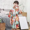 Women's Sleepwear BALDAUREN Summer Children's Peony Kimono Silk Nightdress Pajamas Bathrobe Baby Catwalk Nightgown