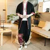 Träningsoveraller för män Japansk stil Vintage Kimono Haori Byxor Set Herr Traditionell Harajuku Streetwear Samurai Cardigan Costume Yukata 230421