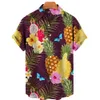Chemises décontractées pour hommes imprimé de fruits hawaïens manches courtes motif ananas hauts vêtements de mode été chemise ample 230421