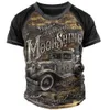 メンズTシャツヴィンテージモーターサイクルTシャツ3Dプリントカジュアルショートスリーブスウェットシャツのトップ服のためのゆるい特大のTシャツカミーズ230420