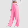 Pantalon femme jambe large pour femmes pantalon de survêtement doublé polaire femme bas taille haute Joggers Fitness femme décontracté