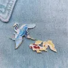 Pins Brooches Creative Cartoon Animals Enamel Pins Birds Cranes Fish Koi Alloy Brooches Badges Clothes Accessories Exquisite Women Jewelry Z0421