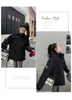 Black and white contrasting cotton clothes women's winter loose thickened short cotton jacket thickened women's jacket 2023 winter clothes