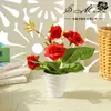 Flores decorativas desktop decorações artificiais plantas simuladas seda mini rosa bonsai com vasos de plástico ornamentos em vasos de flores