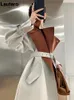 Miscele da donna Lautaro Primavera Autunno Patchwork Trench per le donne Cintura Runway Moda europea Cool Elegante abiti firmati di lusso 2023 231120