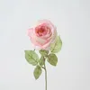 Flores decorativas 24in artificial borda queimada rosas falso branco rosa seda com haste floral presente para arranjo de casamento festa casa diy decoração