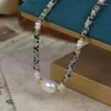 Choker Boho Vintage Spot Natural Stone Chain Necklaces Luxury Real Baroque Pearl Necklace Collar Jewelry For Women Party Wedding