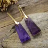 Ohrstecker, Bling, geometrisch, für Damen, baumelnder Stein, Amethyst-Ohrring, Kostüm, eleganter Urlaub, trendiger Schmuck, Geschenke