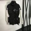 Mode elastische Taille Windjacken trendige Oberbekleidung Damen Outdoor langen Mantel schwarz Stehkragen Mädchen Schleie Mantel