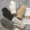 Gants à cinq doigts hiver garder au chaud plus cachemire élasticité solide doux doigts complets mitaines gants pour femmes fourrure de lapin tricoté gants mignons 231120