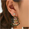 Charme Europeu e American Crossborder New Handmade Diamond Christmas Tree Afles Ear Personalidade da moda Hollow C Dhgarden dhknc