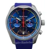 Sailing Male Watch All Steel Case Quartz Chronograph Movement Blue Leather Strap Mens Clock 43mm Wristwatch