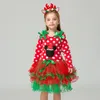 Flickans klänningar Girls Red Costume For Xmas Party Polka Dot Christmas Dress Santa Red Tutu GOWN BILGE YEAR COSTUM 1 2 3 4 5 6 YRS 231120