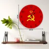 Wanduhren Flagge der UdSSR bedruckte PVC-Uhr, modernes Design, Wohnkultur, Schlafzimmer, stille Uhr, Uhr für Wohnzimmer