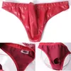 Underbyxor Mens Pu Leather Briefs Oil Latex Underwear Package Hip Penis Sleeve Pouch Low Midje Pucker Crotch Thong Gay Erotic Short Pants