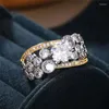 Обручальные кольца Изысканная мода, инкрустированная белыми кристаллами CZ, свадебное кольцо, роскошные украшения для коктейльной вечеринки