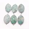 Pendant Necklaces Natural Stone Oval Amazons Slice Connector Mineral Healing Silver Plated Edge Necklace Charms Jewelry 4Pcs Wholesale