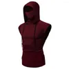 Racing Jackets Men Gym Hoodie Short Sleeve With Mask Sweatshirt Hoodies Casual Splice Large Open-Forked Male Clothing Button Sports Hooded