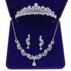 Halskette Ohrringe Set Luxus Kubikzircon Blatt Braut Strass Krone Tiaras für Braut afrikanische Perlen