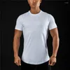 Herren T-Shirts Solide Fitness Workout T-Shirt Tops Männer Baumwolle Atmungsaktiv Sport Kurzarm T-Shirt Sommermode Marke O-Ausschnitt Slim Fit