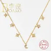 Wisiorki Boako 925 Srebrny naszyjnik biżuteria dla kobiet 2023 Stars Moon Cadena Plata Cyrcon Choker Collier #8.5