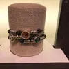 Bracelets porte-bonheur 2023 mode acier inoxydable alliage argent couleur serrure et pas de Bracelet perlé ont Logo gratuit en gros avec sac