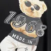 Herren T-Shirts Kurzarm Tops Europäische leichte Luxusmodemarke Cartoon Little Bear 1968 Hot Diamond Cotton Casual Tees Clothing