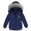 Down Coat 2-6 yıl Sonbahar Kış Boys Ceket Sıcak kürk yaka moda kız bebek kat kapüşonlu fermuar dış giyim doğum günü hediyesi çocuk kıyafetleri 231120