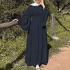 Elegante Dame Muslim Dress Herbst Langarm Normallack Casual Islamisches Kleid Katanf Holiday Gown Y23