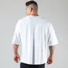 Camisetas masculinas verão corrida oversized academia musculação fitness solta algodão casual manga curta esportes de rua 230420