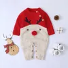 Rompers Citgeett Winter Christmas born Baby Girl Knitted Romper Jumpsuit Overall Sweater Warm Fall Autumn Wool Xmas Clothes 231120