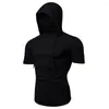 Racing Jackets Men Gym Hoodie Short Sleeve With Mask Sweatshirt Hoodies Casual Splice Large Open-Forked Male Clothing Button Sports Hooded