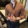 Camicie casual da uomo Abbigliamento di marca Camicie a maniche lunghe con colletto alla coreana/Abito da ufficio di alta qualità moda slim fit maschile 4XL-M