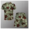 Men S Tracksuits Summer Suit Casual Fashion Printed T Shirt Beach Shorts O Neck 2 Pieces Asian Storlek XXS 6XL 230421
