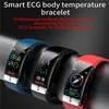 E66 SMART WATCH ECG PPG درجة الحرارة قياس درجة حرارة معدل ضربات القلب ضغط الدم أكسجين صحة سوار