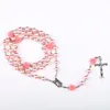 Anhänger Halsketten 8mm Katholische Rosenkranz Perlen Halskette Christian Beten Glas Kette Kreuz Für Frauen Mutter Schmuck