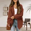 Tricots pour femmes Automne Hiver Femmes Couleur Unie Cardigan Pull Lanterne À Manches Longues Ouvert Avant Manteau De Tricot Mi-long Tricots Outwear