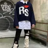 Raf Simons Novo clássico RS letras manga curta solta gola redonda suéter de lã de malha um ícone contemporâneo de estilo e conforto