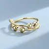 Klusterringar ångest ring för kvinnor fidget spinner pärla en enda spiral spiral roterande fritt anti stress tillbehör smycken smycken
