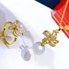 Ketting oorbellen set pinwhell ontwerp natuurlijke zoetwater parelringen met mode charme hangende sieraden