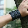 Link pulseiras larga manguito punk gótico goth rebite crânio envoltório pulseira presente harajuku vintage preto couro do plutônio jóias