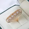 Trauringe Kinel Unique 585 Rose Gold Big Ring für Damen Fashion Natural Zircon Party Engagement Schmuck 2023