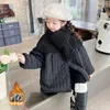 Manteau en duvet pour enfants de 2 à 10 ans, vestes rembourrées en coton pour filles, parkas amples et chaudes avec écharpe, vêtements d'extérieur patchwork pour enfants de 6 à 8 ans