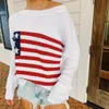 Women's Sweaters Women's casual long sleeved sweater with American flag printing staff neck solid color loose knit zipper skydiving top 231121