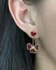 Sweet Effeuillage boucles d'oreilles pendantes marque de mode nacre rouge agate boucle d'oreille fille clous d'oreilles cadeau de mariage bijoux accessoires