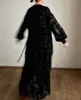 Casual Dresses Vintage Flocking Floral Print Black Dress Long One Piece Princess Lantern Sleeve Robe Longue Vestido Largo