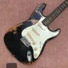 Guitare électrique classique Custom Shop Heavy Relic Eric Clapton Signature, guitare relique noire personnalisée vieillie